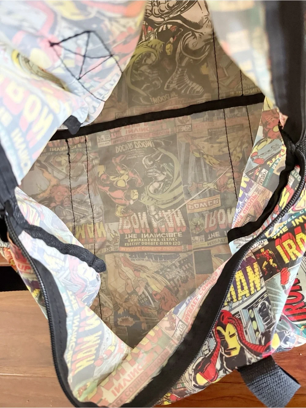 Entertainment Earth Marvel Iron Man Comic Book Print Duffle Bag Overnight Travel